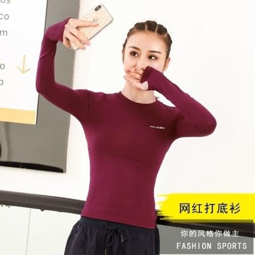 Yoga Crop Top Womens Long Sleeve Sports Top Running T-shirt Red New Yoga Clothes Top Deportivo Mujer Camisetas