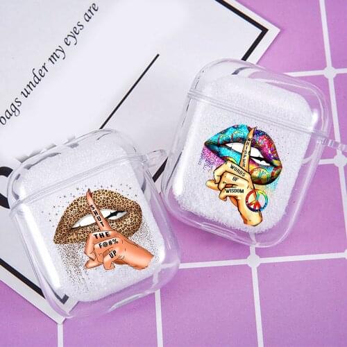 Fashion Funny Lips Leopard Kiss Print Silicone Case For Airpods 2 1 Pro Bluetooth Wireless Earphone Clear Cover Charging Box Bag