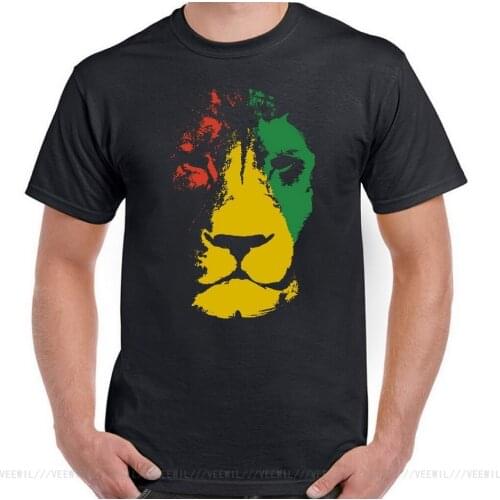 Jamaica Lion Mens Reggae T-Shirt Jamaican Bob Marley Flag Rastafarian Rasta T Shirt Loose Size Tops