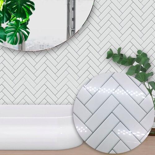Funlife Nordic modern minimalist wall stickers white herringbone style tile stickers bedroom kitchen living room wall stickers