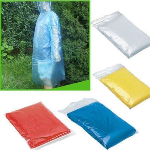 Disposable Emergency Adult RainCoat Poncho Waterproof Dustproof Hiking Camping Plastic Hoodies Rain Coat Gear Whole Body Cover