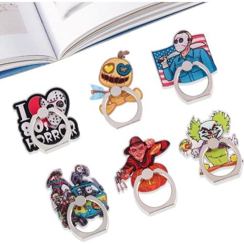PC3337 Horror Murder Doll Universal Mobile Phone Ring Stand Anti-drop Ring Buckle Lazy Bracket Phone Accessories Halloween Gift