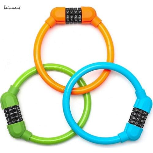 Portable Mountain Bike Lock Four-digit Password Lock Cycling Mini Alloy Universal Bicycle Lock Anti Theft Security Ring Cable