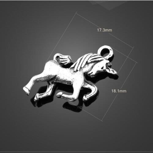 High quality 20 PCS/Lot 17.3mm*18.1mm antique silver plated cute inspiring running Horse Unicorn charms