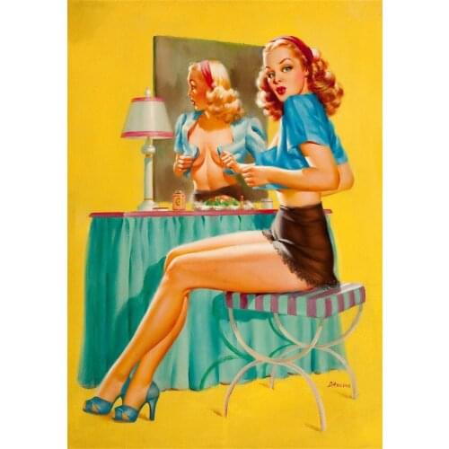 Sexy Make up Pin Up Girl Pop Map Poster Classic Vintage Retro Kraft Canvas Maps Wall Sticker Home Bar Posters Decor Gift