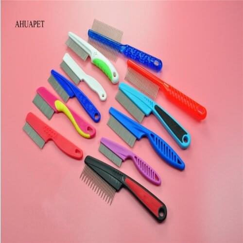 AHUAPET Cat Dog Grooming Supply Cat Dog Comb Stainless Steel Needle Remove Flea Cat Grooming Brush Comb Clean Tool Chihuahua E