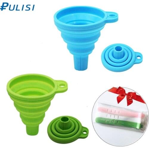 PULISI Silicone Funnel Foldable Kitchen Funnel for Water Bottle Liquid Transfer Food Grade FDA Kitchen Tools with a Gift Funnel