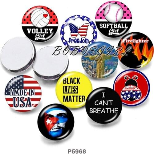 USA SOFTBALL 12mm18mm 20mm Snap button jewelry DIY Bracelet Round photo glass cabochons P6130