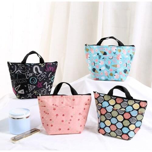 1PC Fashion Insulated Lunch Box Bag Thick Waterproof Portable Polyester Thermal Lunch Bag Travel Picnic Food Storage for Kids