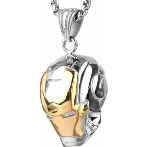 Heavy Big Mens Jewelry Silver color Iron Man 316L Stainless Steel Pendant Cool