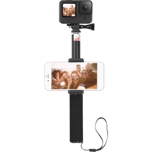 Universal Phones Holder Aluminium Alloy Handheld Extension Rod Adjust Selfie Phone Holder Clip Sport Camera Stick Accessory
