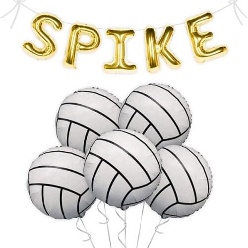 Volleyball Party Supplies | SPIKE Balloon Banner + Volleyball Birthday Party or Baby Shower Decorations Mylar Foil Balloons Set