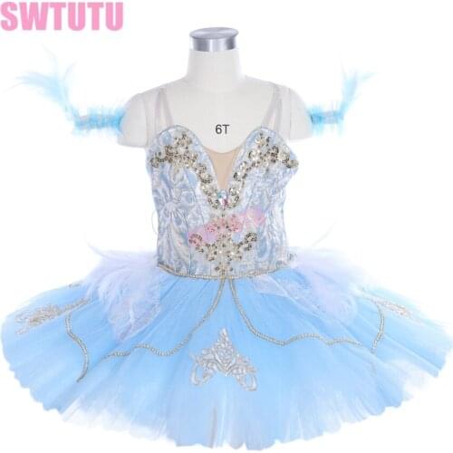 Women blue swan lake classical ballet tutu adult professional performance pancake tutu dress BT9243