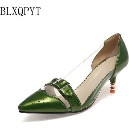 Plus Big Size 34-47 New 2018 Pointed Toe Ol Women Pumps Genuine Patent Leather Spike High Heels wedding Shoes woman T-8060