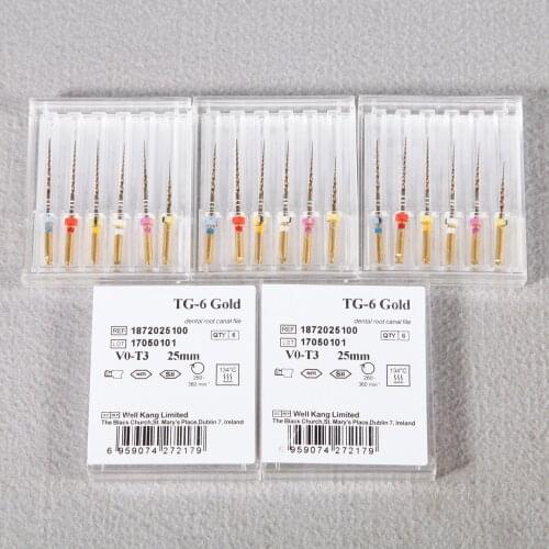1-5Packs 6PCS mixed Assorted Dental Endodontic NiTi TG6 Files Nickel 25mm for Engine Use
