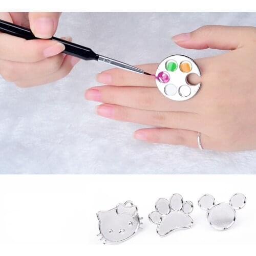 1pcs Stainless Ring Color Palette Nail Art Display Palette for Nail Color Mixing Display Painting Drawing Color Palette Manicure