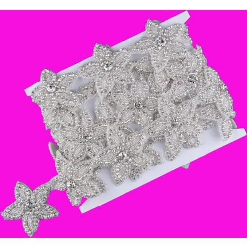 1Yard Artificial Luxurious Star Shape Rhinestone Applique Trim Flatback Crystal Beaded Chain Trim Button For Girl Belt Sash