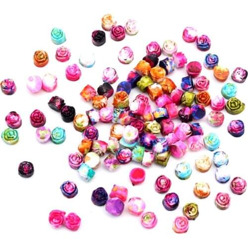 100Pcs Mixed Resin Crafts Painted Flower Kawaii Bead Flatback Cabochon Fridge Magnet Scrapbook Christmas DIY Accessories Buttons