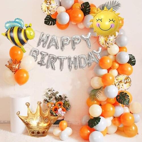 116Pcs Woodland Balloon Garland DIY Kit Cartoon Bee Foil Balloons Pastel Latex Baloon For Baby Shower Birthday Party Supplies