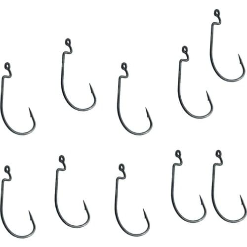 20/50pcs Wide Gap Worm Hook Fishing Jig Crank Bass Barbed Hook For Soft Lure Stainless Nickel Steel For Sea Fishing