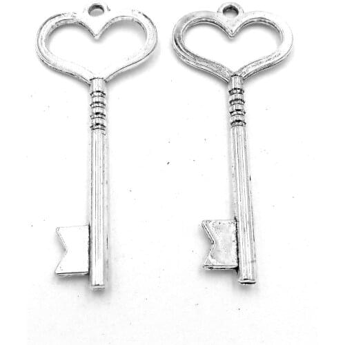 20pcs Key charms pendant 46x19mm antique silver ornament accessories jewelry making DIY base material