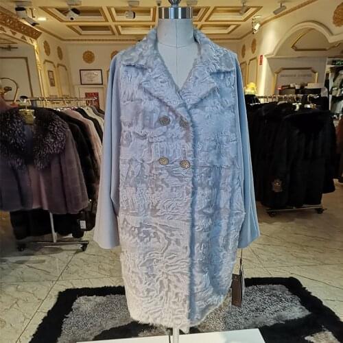 2020 fashion Karakul Sheep Swakara fur coat imported fur coat Match Italian cashmere womens fashion fur long with winter