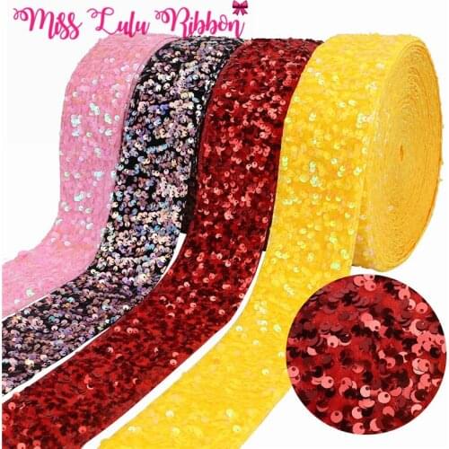 3 inch 75mm 25 Yards Colorful Sequin Ribbon DIY Holiday Large Cheer Hair Bow Material Handmade Decorative Accessories