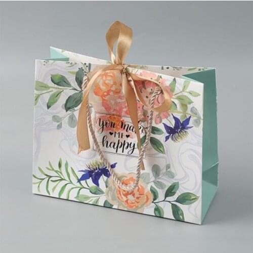 500pcs/Lot Top Quality Eco-friendly Hand Bag Pink Shopping Bags Customized Gift Paper Bag with Ribbon Handle and Bow Tie