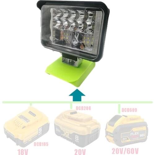 Car LED Work Lights Flashlights Electric Torch Spotlight For Dewalt XR FlexVolt 18V 20V 60V Li-ion Battery DCB183 DCB206 DCB609