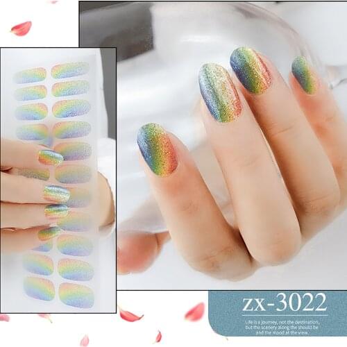 Nail Art Glitter Sticker Gradual Change Rainbows Wraps Full Cover No Fade Polish Nail Stickers Decorations naklejki na paznokcie