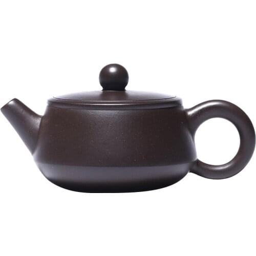 Black Clay Sketch Big Mouth Flat Scoop Teapot Purple Yixing Handmade Zisha Kung-fu Tea Chinese Drinkware Zisha Pot Green Tea