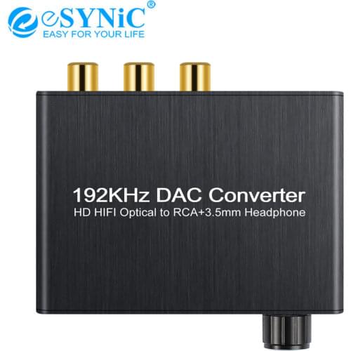 ESYNiC 5.1ch Digital Audio Decoder DAC Digital to Analog Audio Converter Optical Coaxial to RCA 3.5mm Audio for Network Player