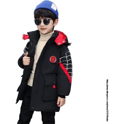 Disney SpiderMan Boys Padded Clothes Fashion Children Boy Long Padded Winter Coats Cotton Clothes Handsome Boys Winter Outerwear