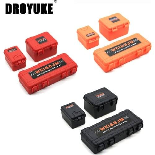 Droyuke 3Pcs/set Plastic RC Car Storage Box Decoration Tool for Traxxas TRX4 Axial SCX10 90046 D90 1/10 RC Crawler Accessories