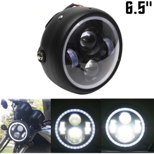 Motorcycle LED Angel Eye High Low Beam Headlight Lamp Universal Front Light Cafe Racer without Brackets