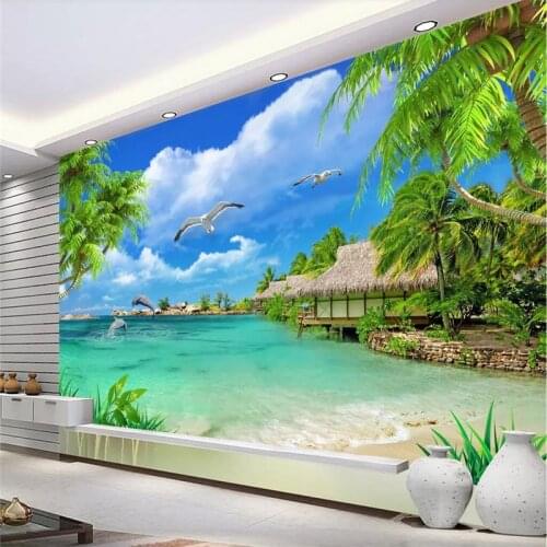 Beibehang Custom photo wall paper mural 3D coconut tree landscape wall papers home decor wallpapers for living room