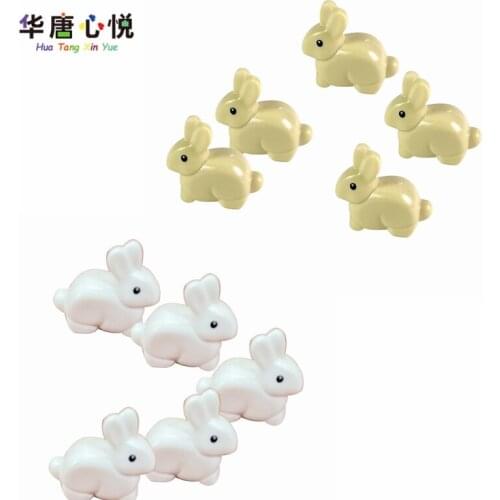 MOC City Animals Figures Series 5 Pcs Two Color Rabbits Educational Toys For Kids Assemble DIY Parts Animal Building Blocks Gift