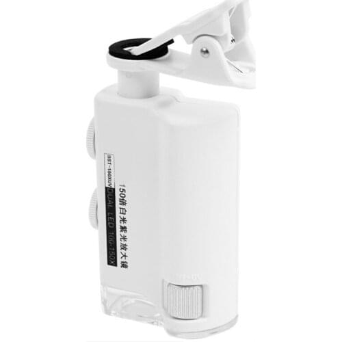 E7CD 100X-150X LED Lighted Z-oom Pocket Microscope Portable Microscope Jeweler Loupes