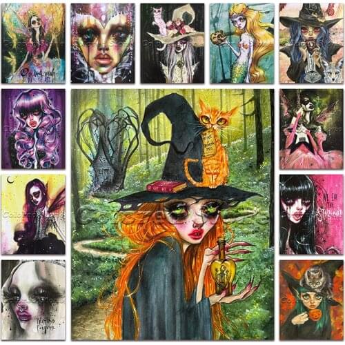 New 5D Full Square Diamond painting embroidery Cross stitch Colorful beautiful sexy beauty girl wizard 3D Round Drill mosaic 038