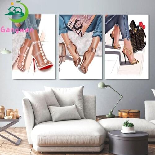 Fashion Girl diamond painting Vogue Picture Paris Wall Art mosaic Painting High Heels embroidery withdiamond full drill 3pcs set