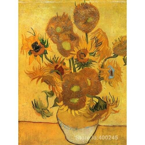 Artwork by Vincent Van Gogh Still Life Vase with Fifteen Sunflowers Oil painting canvas reproduction High quality Hand painted