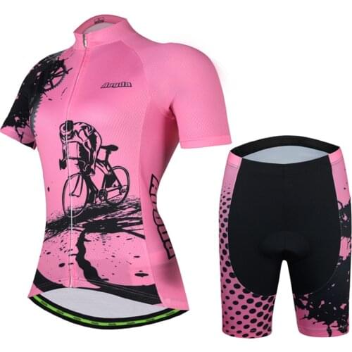Aogda Summer Womens Cycling Jersey Sets Maillot Ciclismo Short Sleeve Bicycle Clothing Breathable Bike Jersey