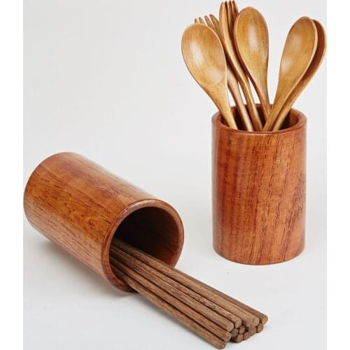 Kitchen Tableware Box Chopsticks Spoon Fork Storage Box Wooden Cutlery Drainer Holder Wooden Shovel Dinnerware Organization