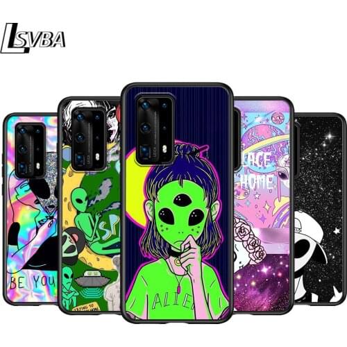 Cute Cartoon Alien For Huawei P Smasrt 2018 2019 2020 2021 Smart S/Z Smart Plus Smart Pro Black Soft Cover Phone Case