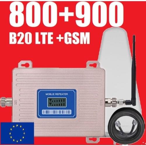 2021 Free Return Ship 70dB High Gain LTE 800 B20 900 4G 3G 2G dualband Cellular Signal Repeater Amplifier Booster Omni Antenna