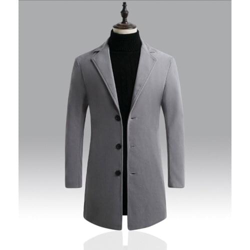2020 autumn and winter new mens woolen coat Korean style slim mid-length windbreaker mens woolen coat