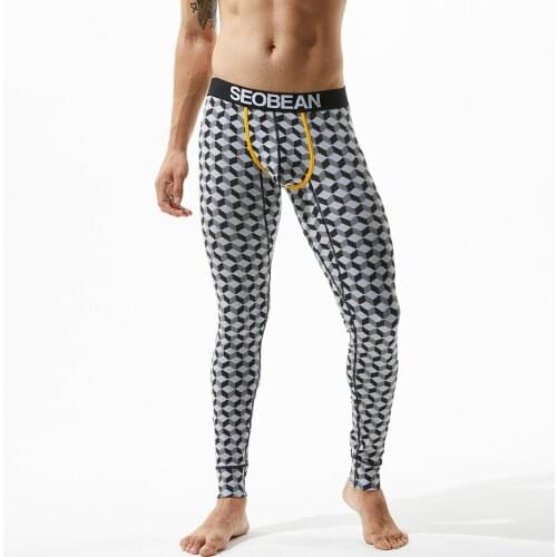 New Autumn And Winter Cotton Slim Men Thermal Underwear Warm Plaid Long Johns Male Fashion Elastic Leggings