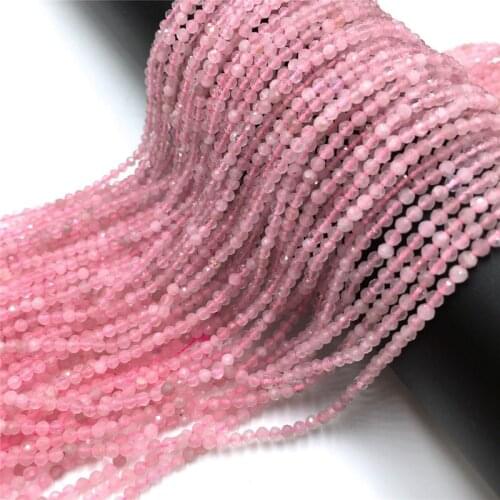 Wholesale Small 2 mm 3 mm 4 mm Natural Pink Quartz Beads 15.5" Healing Tiny Micro Faceted Bead For DIY Making Jewelry Bracelets