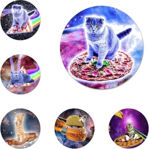 Pizza cat in space Icons Pins Badge Decoration Brooches Metal Badges For Backpack Decoration
