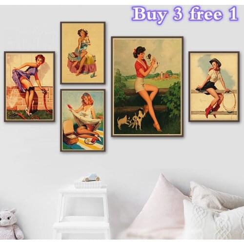 GIRLS beauty Retro Poster Wall Decor For Home Bar Cafe for personal room decor
